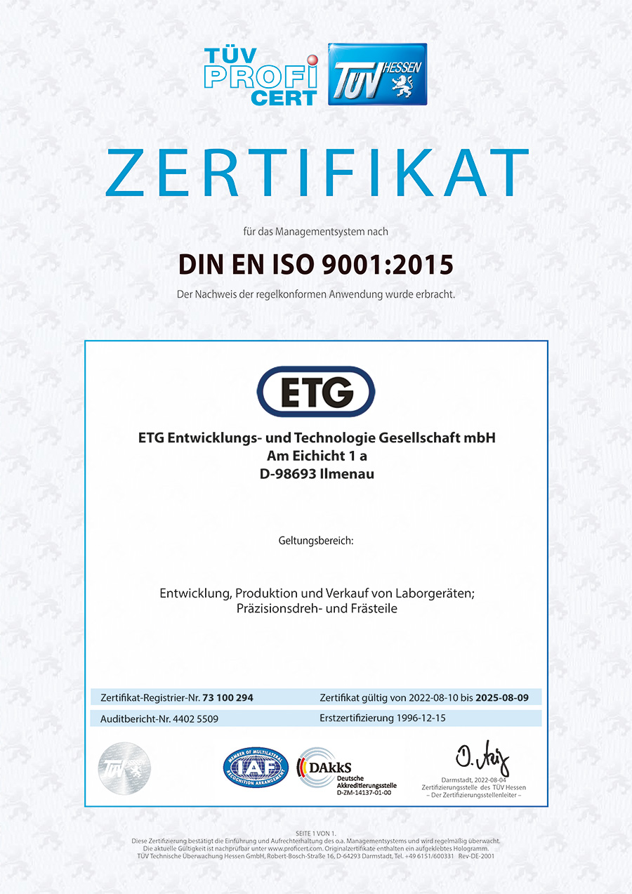 Zertifikat ISO 9001:2015